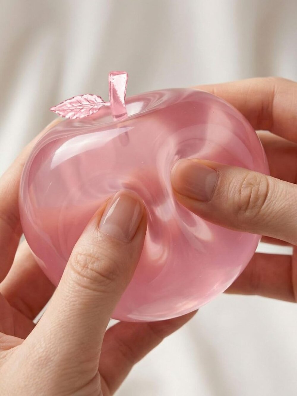 Clear Apple Squishy, Fruit Apple Shaped Stress Balls Squishies (A-Pink)